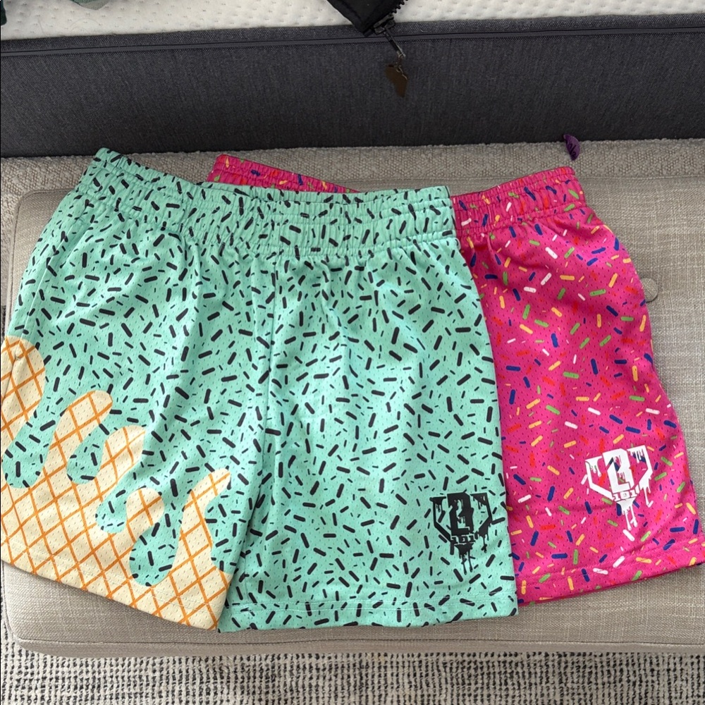 Kids' Ice Cream Cone Print Swim Shorts - Mint & Pink